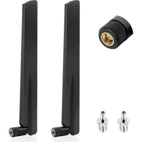 Paquete de 2 antenas Wi-Fi de doble banda 2.4 GHz 5 GHz 5.8 GHz 18 dBi MIMO RP-SMA/TS9 Antena macho para router Wi-Fi, ordenador de sobremesa, adaptador USB, tarjetas PCI-E, cámara de seguridad IP, mo