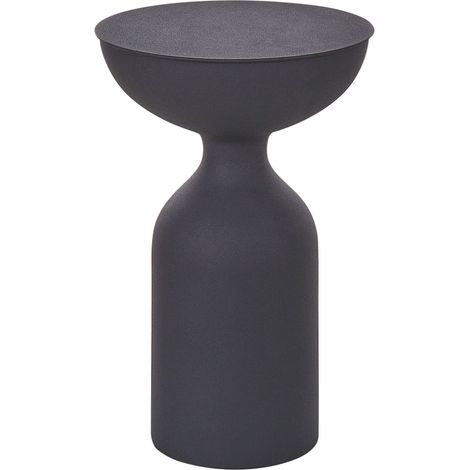 Table d'Appoint Ronde en Métal Noir 36 cm de Diamètre de Style Moderne Cota (1/5)