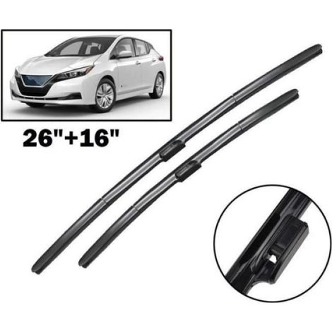 Balai Essuie-Glace Avant - Caoutchouc Naturel Haute Résistance - Compatible Nissan Leaf MK1 MK2 2010 à 2022 - Lot de 2 (1/4)