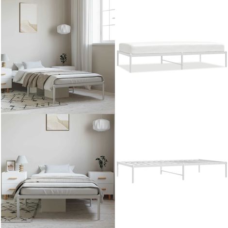 Bettgestell Metall Weiß 100x190 cm - Metallbett - Bettgestell - Doppelbett - Einzelbett - Weißes Bett - Home & Living