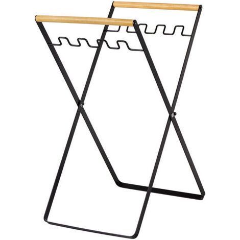 Support de sac poubelle pliable en fer, portable et pratique, utilisation multifonctionnelle pour le camping, le jardin et la lessive (noir) (1/5)