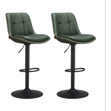 Sgabelli da bar set di 2 sedie da cucina seduta girevole altezza regolabile imbottita in similpelle con schienale e poggiapiedi bancone da pranzo acciaio verde 120007739
