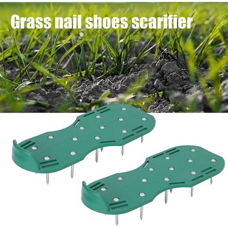 Aerateur Pelouse, Chaussure à Gazon Chaussures à Ongles Scarificateur Gazon Chaussures pour Gazon Jardin, Chaussure a Clou Ragreage avec Semelles et Pointes de 28mm (1/4)