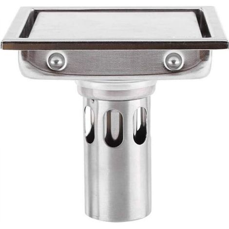 110mm Square Floor Drain in 304 Stainless Steel, Floor Drain with Hair Filter, Tile Insert, Anti-Clogging, Odor Control, for Kitchen, Bathroom, Toilet, Balcony, Large Diameter (1/5)