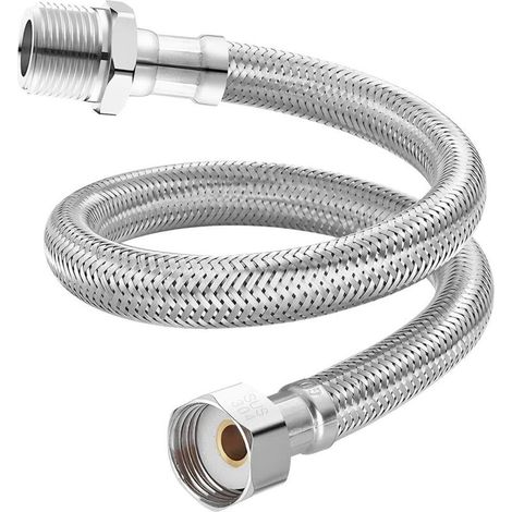 Tuyau de raccordement flexible G1/2" femelle-mâle en acier inoxydable 304, 10 cm pour mitigeur cuisine et robinet lavabo (1/5)