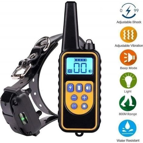 Collier Anti Aboiement Chien Rechargeable-Collier de Dressage -collier d'entraînement à distance 800m avec 99 niveaux de Mode Bip (1/4)