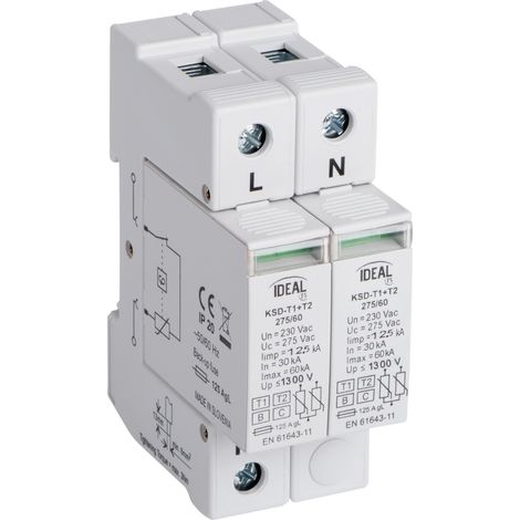 LIMITATORE DI SOVRATENSIONE KSD-T1T2 275/120 1P+N - KANLUX (1/2)