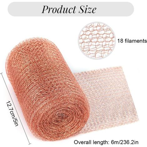 Schneckenschutznetz aus Kupfer, 12,7 cm x 6 m, Kupfergewebe, Schutz vor Schnecken, Schneckenschutzstreifen aus Kupfer, Kupfergewebe, nagetiersichere Gartenbarriere (1/5)