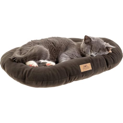 Coussin Chien, Tapis Chien RELAX 55/4 MICROFLEECE, Coussin Chat, Lit pour Chiens Chats, Matelas Animaux, Coussin pour Panier Chien et Chat, Ovale, Doux en Micropolaire, Lavable, 55 x 36 cm, Gris (1/3)