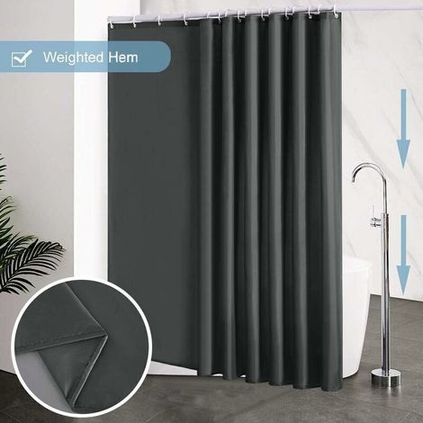 Rideau Douche 240x200 cm,avec 16 Crochets,Extra Large,Lesté,Anti Moisissure,noir,Imperméable,Grand Rideaux Baignoire,Tissu Polyester,Antibactérien,Lavable en Machine - (1/3)