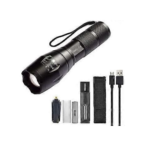 Lampe torche LED haute performance Nirvana avec batteries 18650, lampe torche tactique avec chargeur USB (1/5)