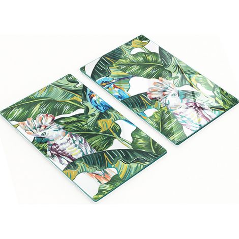 Planches de service en verre pour la cuisine, motif tropical, 2 x 30 x 52 cm (1/5)