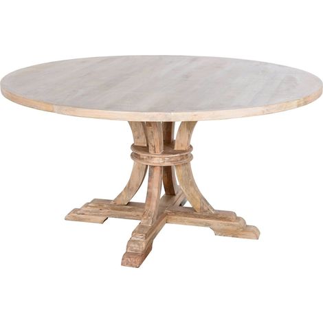 Table salon bois massif ronde – Charme authentique - Blanc naturel du bois de mangue (1/5)