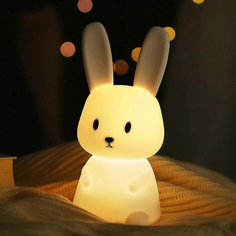 Veilleuse enfant lapin mignon, lampe LED bébé à couleurs changeantes, portable, en silicone, rechargeable par USB, pour bébé et enfant. (1/5)