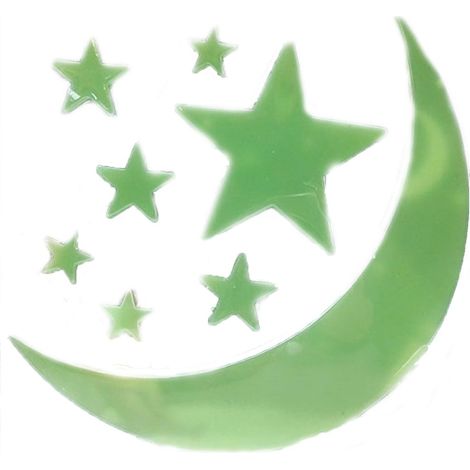 Stelle e luna fluorescenti decorazioni addobbi adesivi soffitto parete verde fluo per cielo notturno da camera cameretta bambini (1/5)