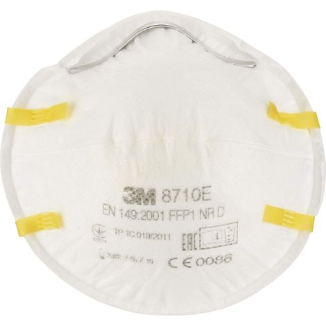3M 8710 LOT DE 3 MASQUES RESPIRATOIRES FILTRANT COQUE SANS SOUPAPE CONTRE PARTICULES INERTE, CERTIFIÉ EN SÉCURITÉ