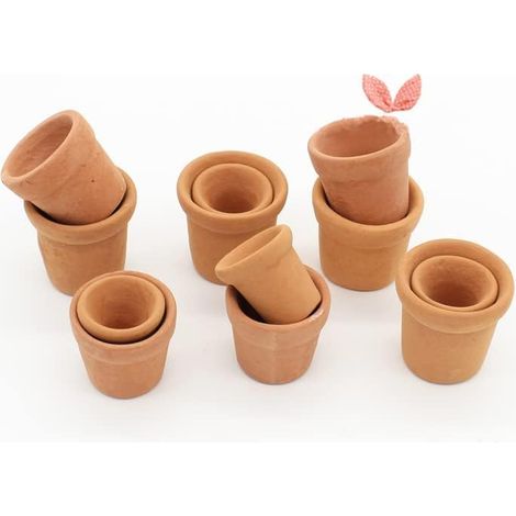 12 Mini Pots Fleurs - Céramique Naturelle - Peinture DIY - Décoration Jardin Maison de Poupée 1/12 - 2,1 cm (1/5)