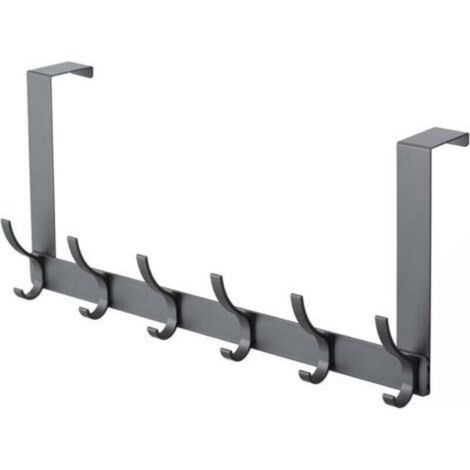Türhänger mit 6 Haken, geeignet für Badezimmer- und Küchentüren (dunkelgrau) (1/4)