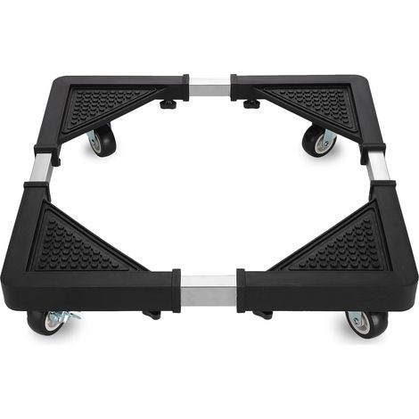 Mini-Kühlschrankständer mit 4 feststellbaren Rollen, 45-65 cm, verstellbarer Sockel für Waschmaschine, Möbelfuß, tragbarer Kühlschrank- und Trocknerständer (schwarz) (1/3)