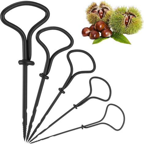 Set mit 5 handgeführten Kastanienbohrern, Kinder-Bastelset, Kastanien, für Bastelarbeiten, schwarz, 1,5–5 mm, mit (1/5)