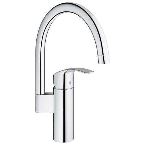Mitigeur d'e'vier monocommande Grohe Eurosmart chrome' avec bec haut et pivotant avec cartouche a' disque ce'ramique   35 mm robinet d'e'vier de cuisine