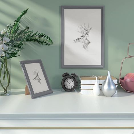 WOLTU 5er Set 20x30cm Bilderrahmen Artos Stil Holz Rahmen Fotogalerie Glasscheibe, Grau