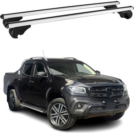 OMAC Aluminium Dachträger Querträger für Mercedes X Klasse 2017-2020 – TÜV / DIN 75302:2019 – Abschließbar – Max. 75 kg – 2 Stangen Silber (1/5)