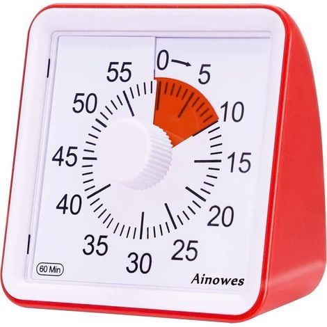 Minuteur analogique visuel, Compte à rebours Silencieux, Outil de Gestion du Temps pour Enfants et Adultes(rouge) (1/5)