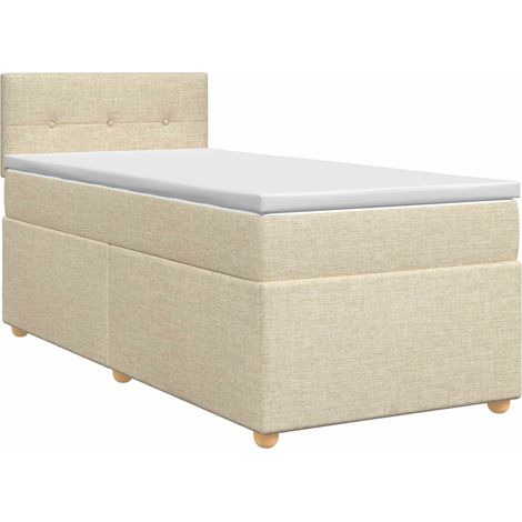 Boxspringbett mit Matratze mit Kopfteil Creme 90 x 190 cm Stoff vidaXL (1/5)