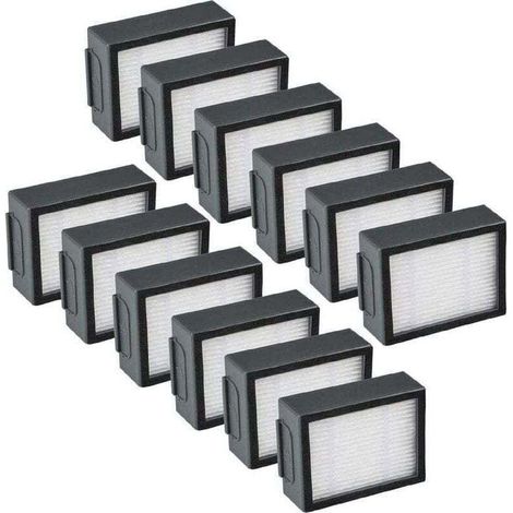 Pack of 12 replacement filters compatible with iRobot Roomba E, I and J series robot vacuum cleaners (i1, i1+, i3, i3+, i4, i5, i5+, i6, i6+, i7, i7+, i8, i8+, E5, E6, E7 and J7). (1/4)