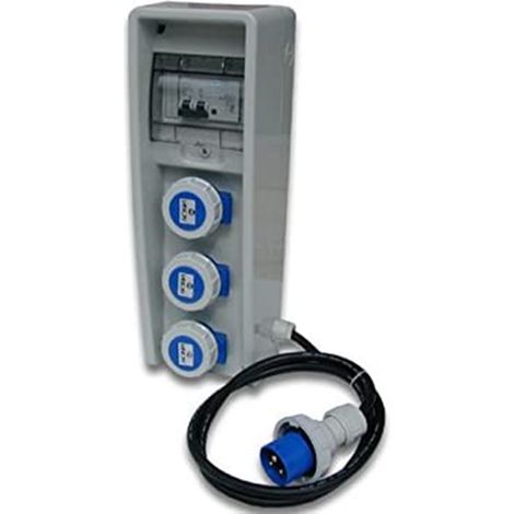 Fanton 74309 Quadro Elettrico da Cantiere 3 Prese CEE 16A IP67 con Interruttore Magnetotermico e Differenziale 2P 16A 3kW 220V Cavo 2m H07RN-F colore Grigio (1/2)