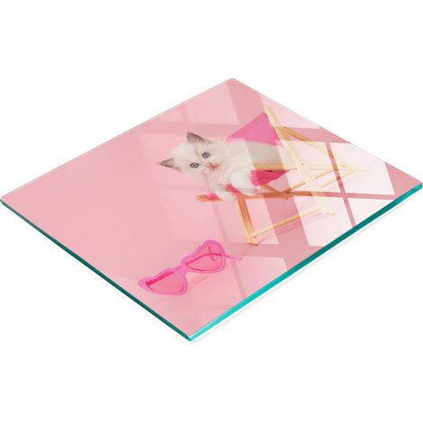 Tabla de cocina de vidrio templado con gr谩ficos decorativos de gatos, 60x52 cm (1/5)
