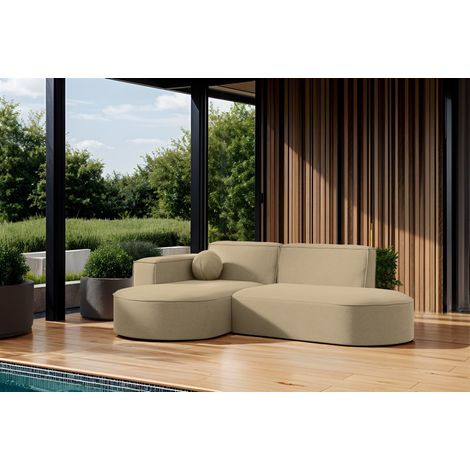 Garten Ecksofa SUNDAY XS in wetterfester Stoff ART-N Beige Ottomane Links (1/2)