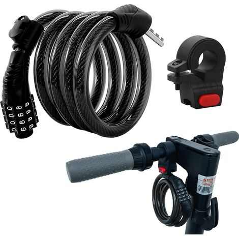 1 Antivol, Câble acier 12mm, Code 4 chiffres, Longueur 120cm, Pour scooter électrique, vélo, moto (1/5)