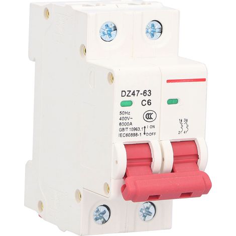 Miniatur-Leistungsschalter 6A 2P mit ergonomischem Sichtfenster, Überlast- und Kurzschlussschutz, 2-moduliger modularer Schalter (1/5)