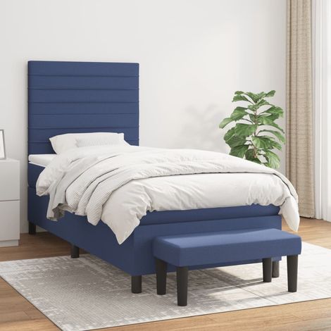 Cama box spring con colchón tela azul 80x200 cm vidaXL (1/5)