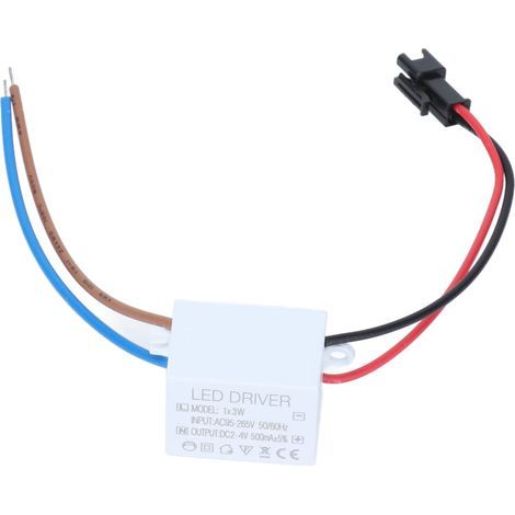 Driver LED, Entrée AC95-265V Sortie 2-4VDC 500mA 1X3W Driver LED Alimentation Connecteur Driver Transformateur de Lampe LED, pour Produits D'éclairage LED, Puissance Motrice (1/5)