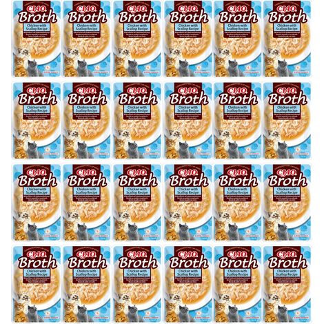 INABA CIAO Nassfutter-Delikatesse für Katzen: Hühnerbrühe mit Jakobsmuscheln, 24 x 40 g