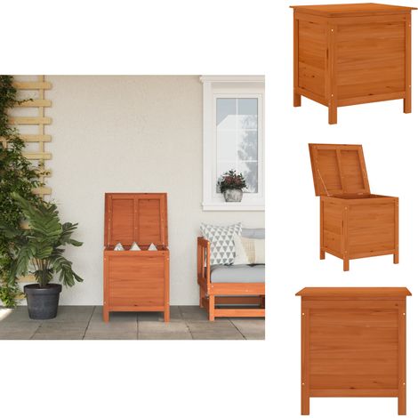Boîte de rangement jardin marron 50x49x56,5cm bois massif sapin - Boîte De Rangement Jardin - Coffre De Jardin - Rangement Extérieur - Rangement Bois - Meuble De Jardin (1/5)