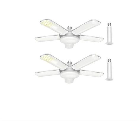 80W Éclairage LED Garage Paquet de 2,(Lumière chaude) E27 Lampe de Garage Dimmable Lampe d'atelier Déformable à 5 Panneaux Ajustables, Plafonnier LED Garage pour Entrepôt, Atelier (1/5)
