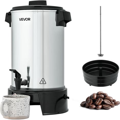 VEVOR Caffettiera Commerciale, Distributore di Bevande Calde da 40 Tazze e 6 L a Preparazione Rapida, Controllo Automatico della Temperatura, con Rubinetto Antigoccia, per Feste, Chiese e Ristoranti