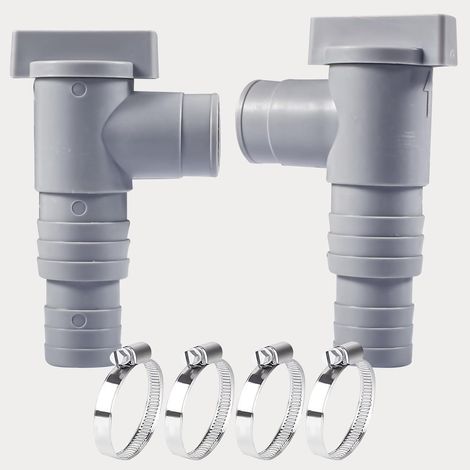 2er-Pack Schwimmbad-Absperrventil, Schwimmbadventil mit 32-mm-Schlauchanschluss, Kolben-Schwimmbadteile mit 4 Schlauchklemmen, Schwimmbadwartungszubehör