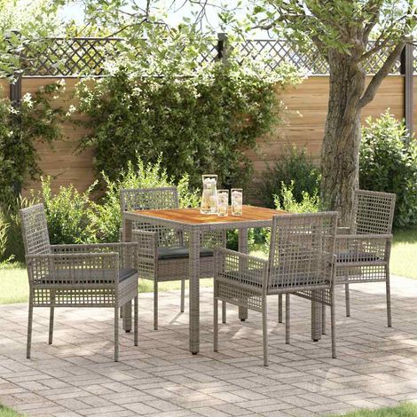 Garten Essgruppe 5 pcs Grau Poly-Rattan