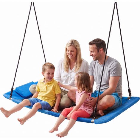 Mophorn Nestschaukel Tellerschaukel Familienschaukel 317 kg 149x77 cm Blau, geeignet für drinnen und draußen, Schaukelsitz aus 900D Oxford-Gewebe mit 2 Befestigungsgurten, einstellbaren Seilen (1/5)