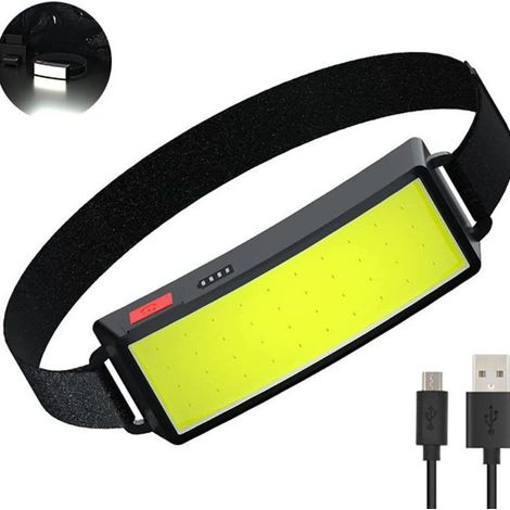 LED Lampe frontale torche USB rechargeable COB Projecteur léger imperméable - Entretien et construction de voiture - Lumière de travail pour casque - Cyclisme Pêche en plein air, Paquet de 2 (1/5)