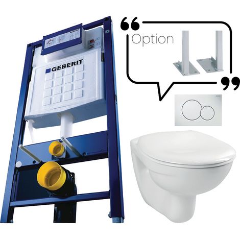 Bâti-support avec cuvette suspendu + abattant + plaque avec jeu de pieds autoportant - GEBERIT - PROMO-AUTO (1/2)