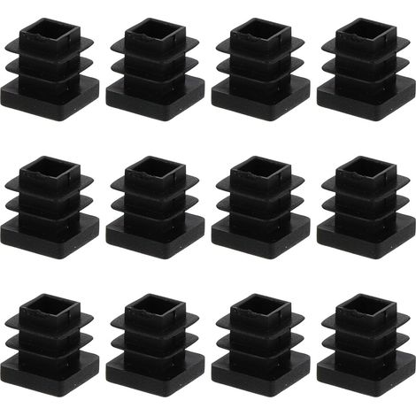 100 Pièces Bouchon de Tube Carré en Plastique Pe Noir, Extrémité du Tube, Bouchon de Finition, Réduit le Bruit Frottements, pour Chaises et Meubles (1/5)