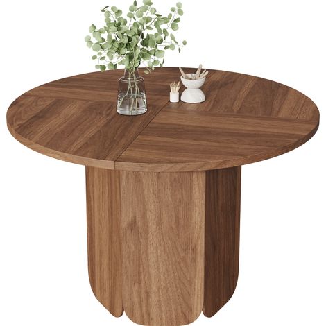 CHICFURN Mesa de comedor redonda de 120 cm para 4-6 personas, estilo nórdico minimalista, MDF en madera oscura, ideal para comedor, salón o despacho (1/5)