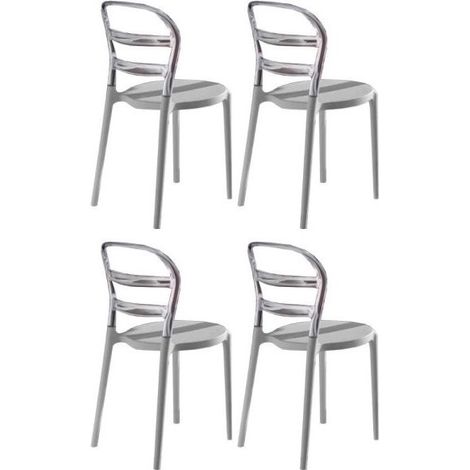 Chaise design laquée blanc et polycarbonate transparent Verza- Lot de 4 (1/5)