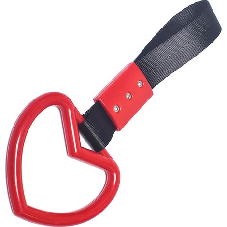 Poignée de maintien en plastique rouge en forme de cœur, solide et universelle, anneau de sécurité décoratif pour pare-chocs arrière (1/5)
